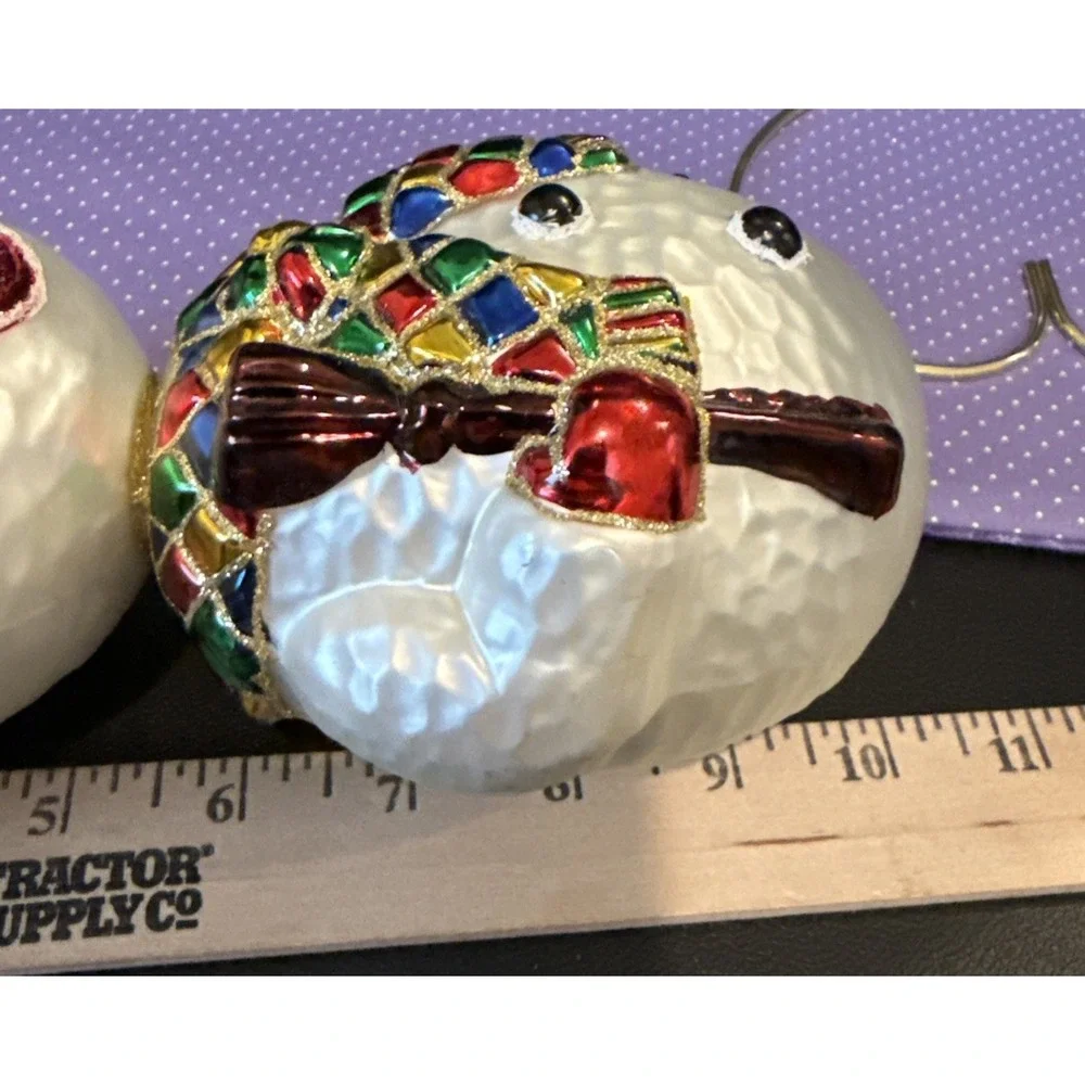 Snowman Large Colorful Glittery Glass Christmas Holiday Ornament‎ Poland